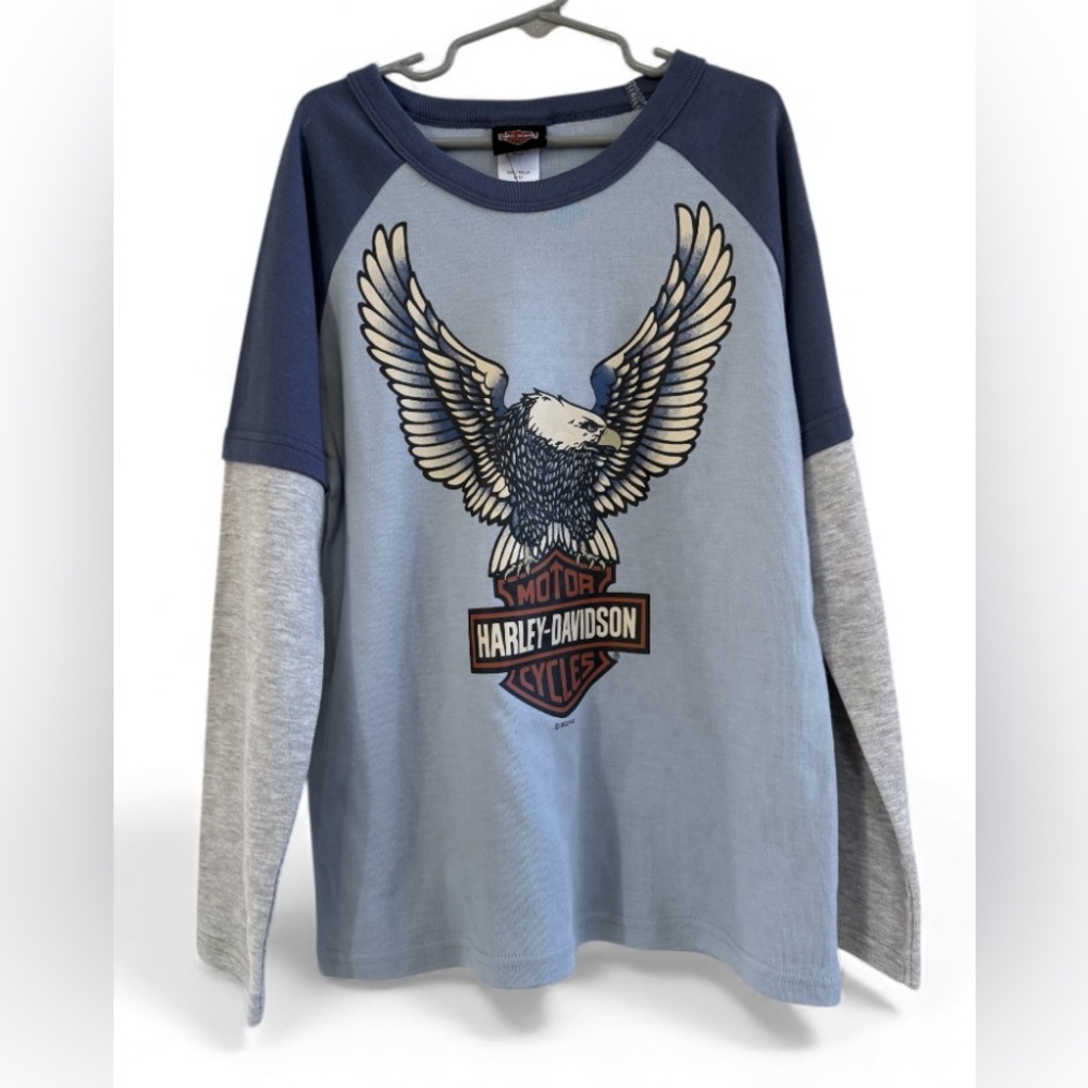 Harley-Davidson Kids Navy and Light Gray Eagle Long Sleeve Tee